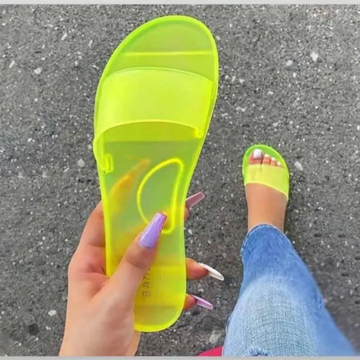 Fashion Jelly Women Slippers Summer Candy Colors Elegant Modern Design For Womens - ALLURELATION - 502, Beach Slippers, Comfort Slippers, Elegant Slippers, Fashion Slippers, Jelly Slippers, Luxury Slippers, Modern, Shoes, Slippers, Summer Slippers, Women Slippers, Womens Slippers, Yellow Slippers - Stevvex.com