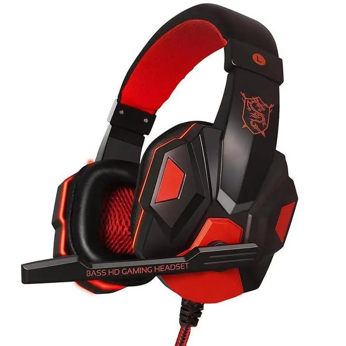 Gaming Red Black Wired Headset Stereo Gamer Headphone Noise Cancelling Over Ear Headphones With Mic LED Light Bass Surround Soft Memory Earmuffs For Laptop - STEVVEX Headphones - 718, comfortable headphones, foldable headphones, gamer headphones, gaming headphones, headphones, headphones for laptop, headset, modern headphones, new style headphones, noise reduction headphones, retro headphones, stereo headphones, stylish headphones, user friendly headphones, Wired Headphones - Stevvex.com