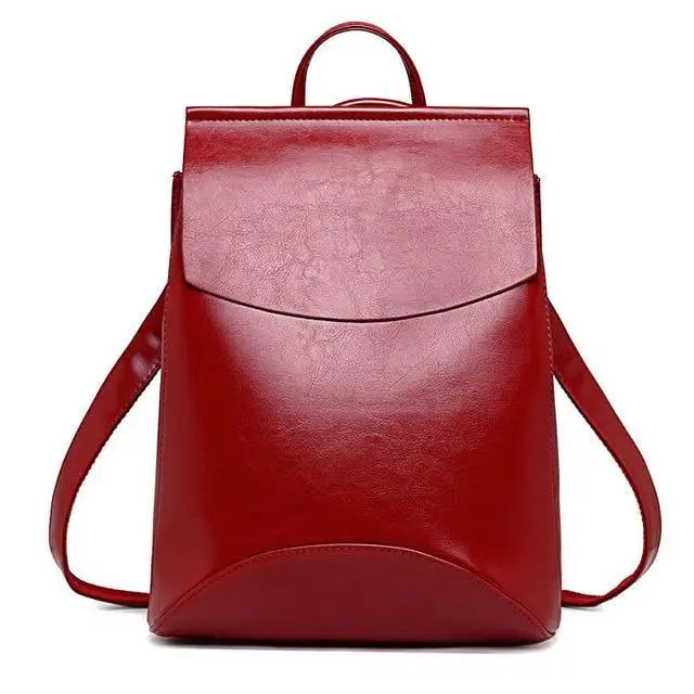 High Quality Leather Backpacks For Fashionable Women And Teenage Girls Large Capacity Shoulder Bagpack - Red