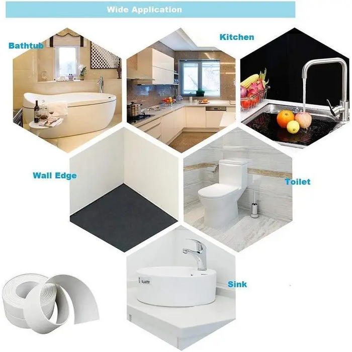 High Quality PVC Waterproof Wall Sticker Self Adhesive Sink Stove Crack Strip Kitchen Bathroom Bathtub Corner Sealant Tape Waterproof - ALLURELATION - 501, 582, Adhesive Sink Stove Crack strip, Bathtub Corner Sealant Tape, Best for saving things, Best Selling tape, convenient sticky tape, Crack Strip for kitchen, High Quality PVC wall stickers, Hot sale adhesive strips, non-toxic pvc, PVC Waterproof Wall Stickers, stronger stickiness, waterproof PE material, Waterproof tape - Stevvex.com