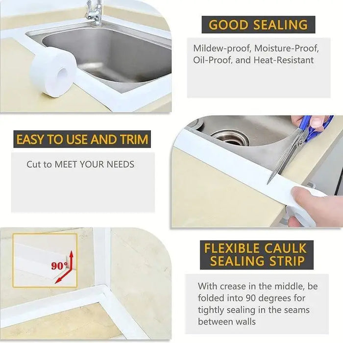 High Quality PVC Waterproof Wall Sticker Self Adhesive Sink Stove Crack Strip Kitchen Bathroom Bathtub Corner Sealant Tape Waterproof - ALLURELATION - 501, 582, Adhesive Sink Stove Crack strip, Bathtub Corner Sealant Tape, Best for saving things, Best Selling tape, convenient sticky tape, Crack Strip for kitchen, High Quality PVC wall stickers, Hot sale adhesive strips, non-toxic pvc, PVC Waterproof Wall Stickers, stronger stickiness, waterproof PE material, Waterproof tape - Stevvex.com