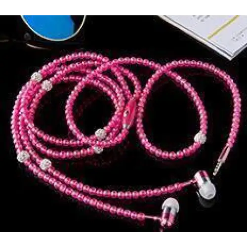 Ladies Luxury Pearl Necklace Pink Earphones With Mic Excellent Sound Quality Stereo Earphones For Everyday Use - Rose