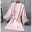 Lightweight Pink Women Sleepwear Classic Design Silk Bathrobe Lace Trim Bridesmaid Bride Party Robes - Princess Pink