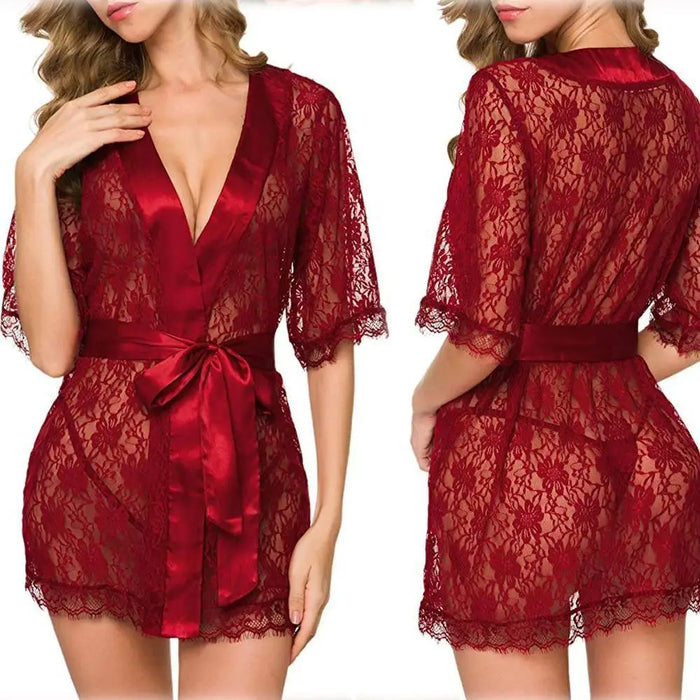 Luxury Lightweight Ladies Nightwear Elegant Short Gorgeous Design Bathrobe Sleepwear For Women - STIL8956UIRYH