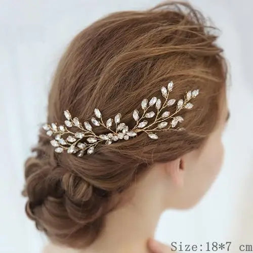 Luxury Women Charming Flower Leaf Pearl Crystal Bridal Hair Comb Pearl Handmade Hair Pin For Women - 13 - STIL5443RRTTY