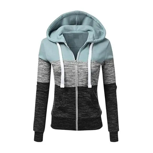 Luxury Women Patchwork Zip-Up Hoodie Spring Autumn Slim Hooded Jacket Fashion Long Sleeve Drawstring Pocket Hoodies Sweatshirts - Treko - Casual Tracksuit, Cool Fashion, Cool Hoodies, female Fashion, Hoodies, Jaket Hoodies, Loose Hoodies, Luxury Hoodies, Modern Hoodies, Multi Pockets Hoodies, New Hoodies, Stylish Hoodies, women fashion, women Hoodies, Zipper Hooded- Stevvex.com