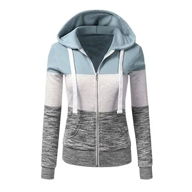 Luxury Women Patchwork Zip-Up Hoodie Spring Autumn Slim Hooded Jacket Fashion Long Sleeve Drawstring Pocket Hoodies Sweatshirts - Treko - Casual Tracksuit, Cool Fashion, Cool Hoodies, female Fashion, Hoodies, Jaket Hoodies, Loose Hoodies, Luxury Hoodies, Modern Hoodies, Multi Pockets Hoodies, New Hoodies, Stylish Hoodies, women fashion, women Hoodies, Zipper Hooded- Stevvex.com