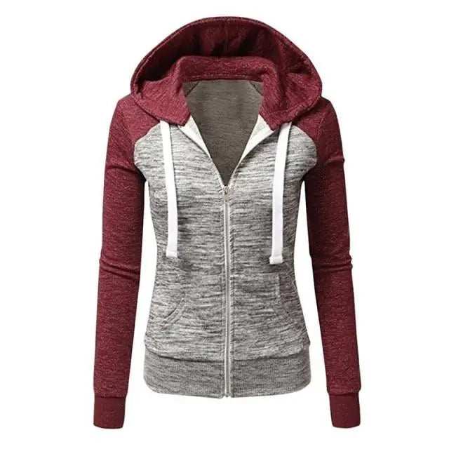 Luxury Women Patchwork Zip-Up Hoodie Spring Autumn Slim Hooded Jacket Fashion Long Sleeve Drawstring Pocket Hoodies Sweatshirts - Treko - Casual Tracksuit, Cool Fashion, Cool Hoodies, female Fashion, Hoodies, Jaket Hoodies, Loose Hoodies, Luxury Hoodies, Modern Hoodies, Multi Pockets Hoodies, New Hoodies, Stylish Hoodies, women fashion, women Hoodies, Zipper Hooded- Stevvex.com