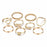 Modern Gold Color Round Hollow Geometric Rings Set For Women And Girls Fashionable Cross Twist Open Ring Joint Ring