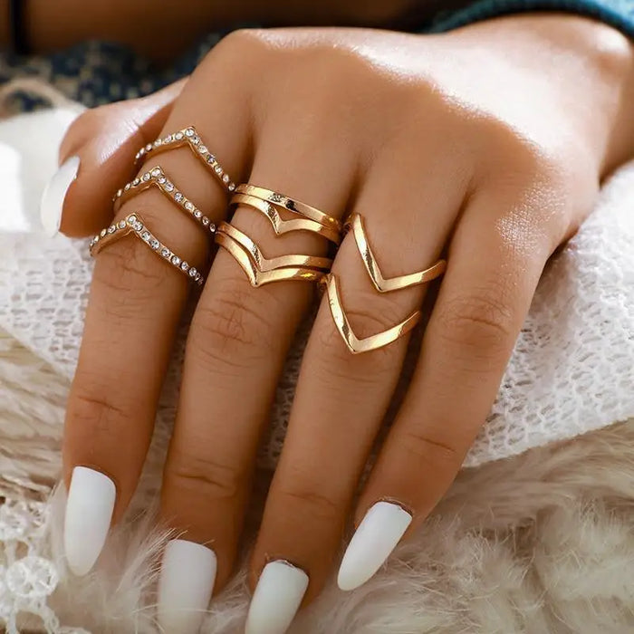 Modern Luxury Ring Set for Girls Splendid Fashionable Crystal Sun Pearl Rings Set for Women And Girls Gold Color Heart