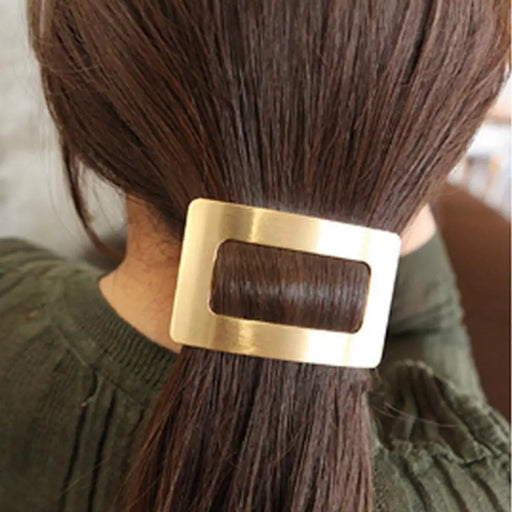 Modern Square Shape Metal Golden Snap Hair Clips For Women Classic Hair Barrettes Ponytail Holder Hair Accessories