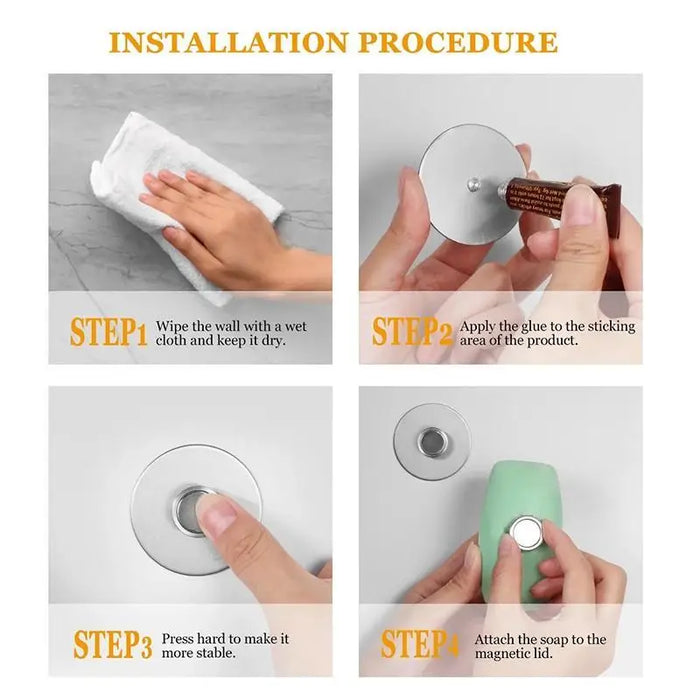 New 1PC Magnetic Soap Holder Tool Free Rustproof Sponge Holder Dish Holder Soap Dish For Bathroom Lavatory Home Soap