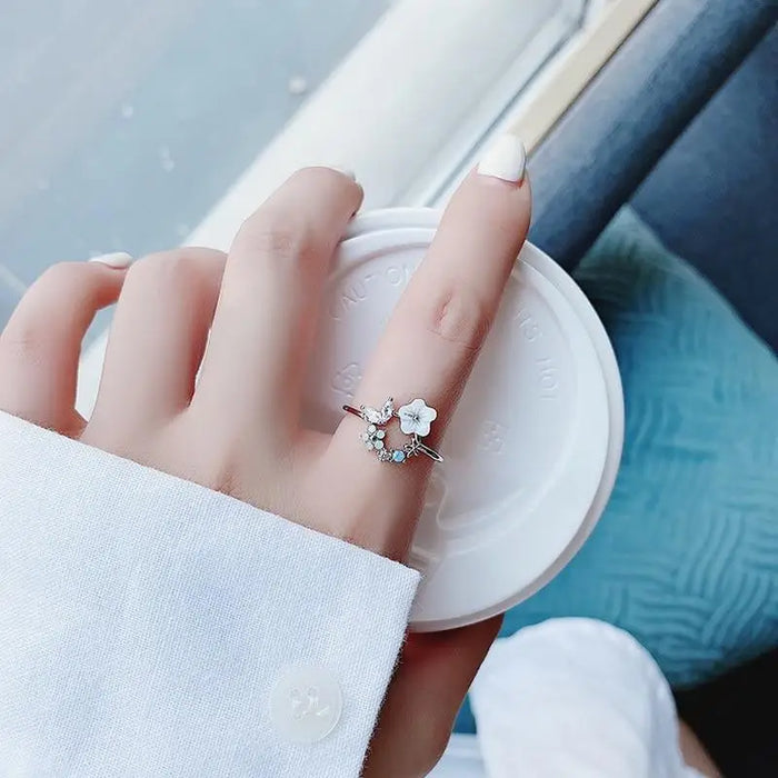 New Delicate Crystal Zircon Rings For Women And Girls Stylish And Sweet/ Flower /Leaf /Butterfly Rings - Wedding