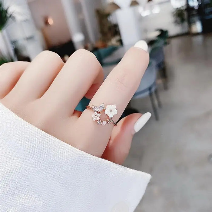 New Delicate Crystal Zircon Rings For Women And Girls Stylish And Sweet/ Flower /Leaf /Butterfly Rings - Wedding