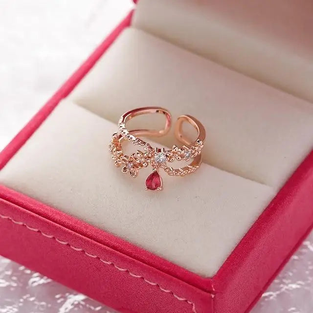 New Delicate Crystal Zircon Rings For Women And Girls Stylish And Sweet/ Flower /Leaf /Butterfly Rings - Wedding