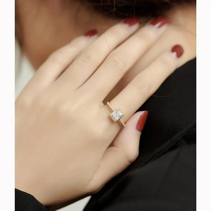 New Exquisite Simple Square Zircon Gold Rings For Woman And Girls Ethnic Jewelry Accessories For Girls - ALU04937VRE