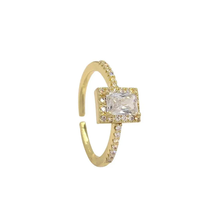 New Exquisite Simple Square Zircon Gold Rings For Woman And Girls Ethnic Jewelry Accessories For Girls - ALU04937VRE