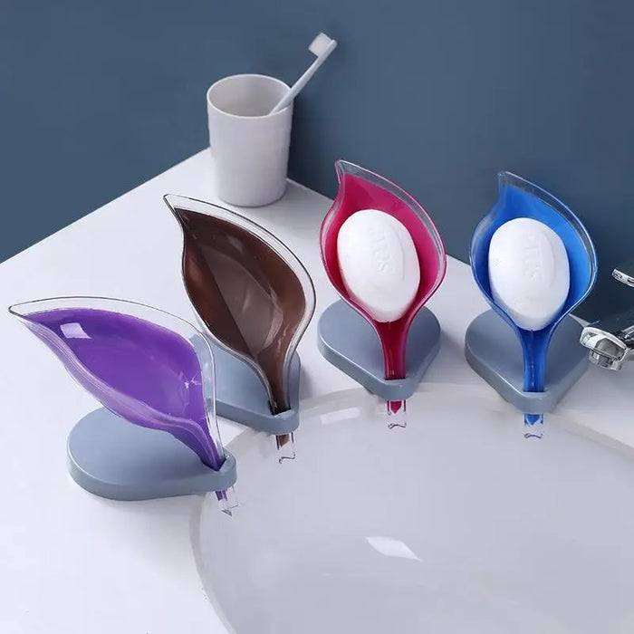 Non - slip leaf Shape Soap Box Bathroom Soap Holder Dish Storage Plate Tray Soap Holder Case Kitchen Supplies Bathroom