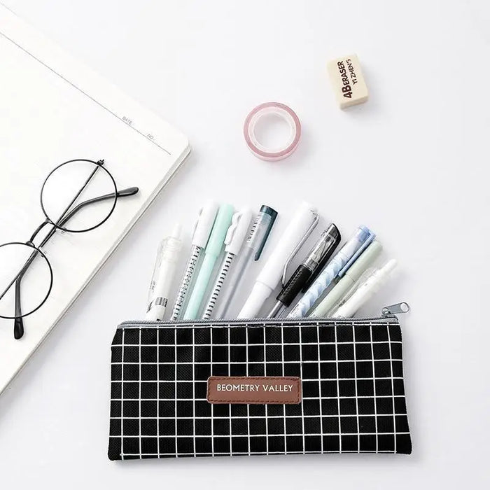 Office Simple Print Stationery Pencil Case Classic Design Pencil Pouch Simple Storage Bag - STIL0599RYUBV