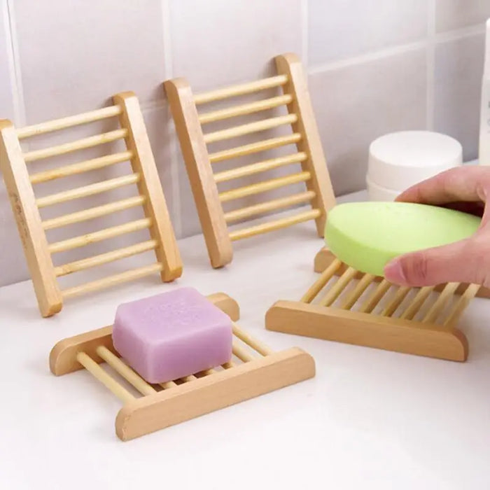 Portable Soap Dishes Natural Wood Soap Tray Holder Dish Storage Bath Shower Plate Home Bathroom Wash Soap Holder Home