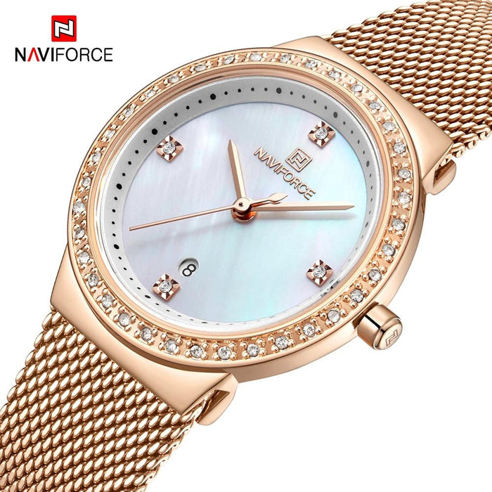 Fashion Elegant Watches   Luxury Analog Women Watch  With Date Casual Quartz  Wristwatch With Stainless Steel Mesh Band Perfect Gift