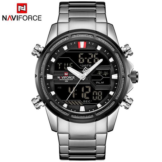 Mens Wrist Watch, Waterproof Analog Digital Watches Multifunction Stainless Steel Business Watches For Man Perfect Gift