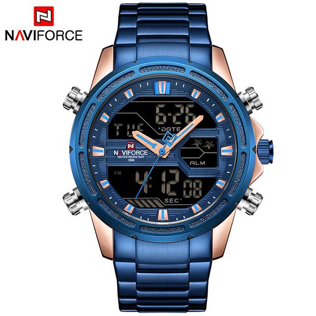 Mens Wrist Watch, Waterproof Analog Digital Watches Multifunction Stainless Steel Business Watches For Man Perfect Gift