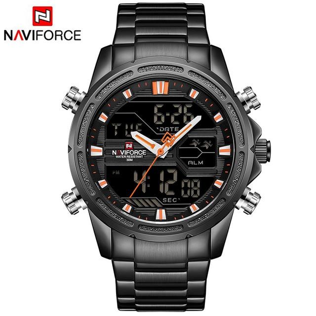 Mens Wrist Watch, Waterproof Analog Digital Watches Multifunction Stainless Steel Business Watches For Man Perfect Gift