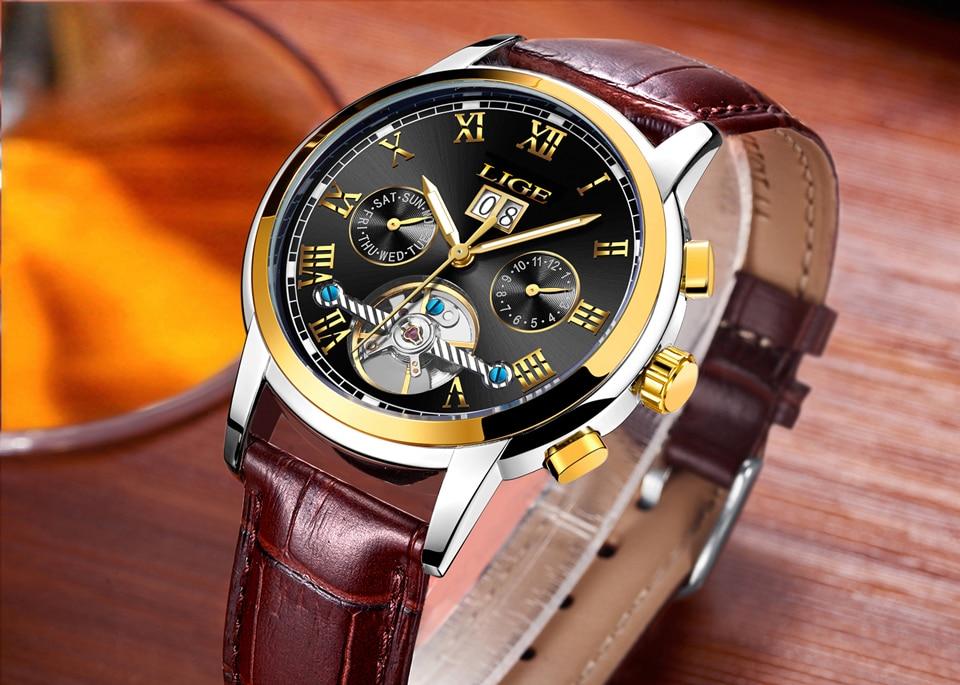 Business Men's Waterproof Watch With Chronometers Date Large Roman Numerals And Decorative Spiral