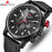 Mens Waterproof Sport Watch With Chronometers Day View And Cross-Matte Background Modern Man Watch