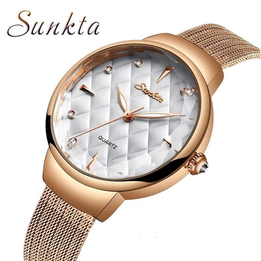 New Women's Modern Waterproof Watch With Luxury Braided Stainless Steel Bracelet