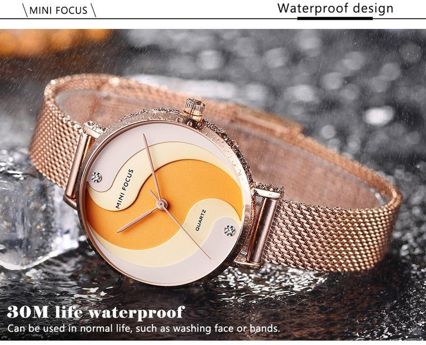 Ultra Thin Rose Gold Women Watches Fashion Analog Quartz Waterproof Wristwatches Elegant Round Design For Women