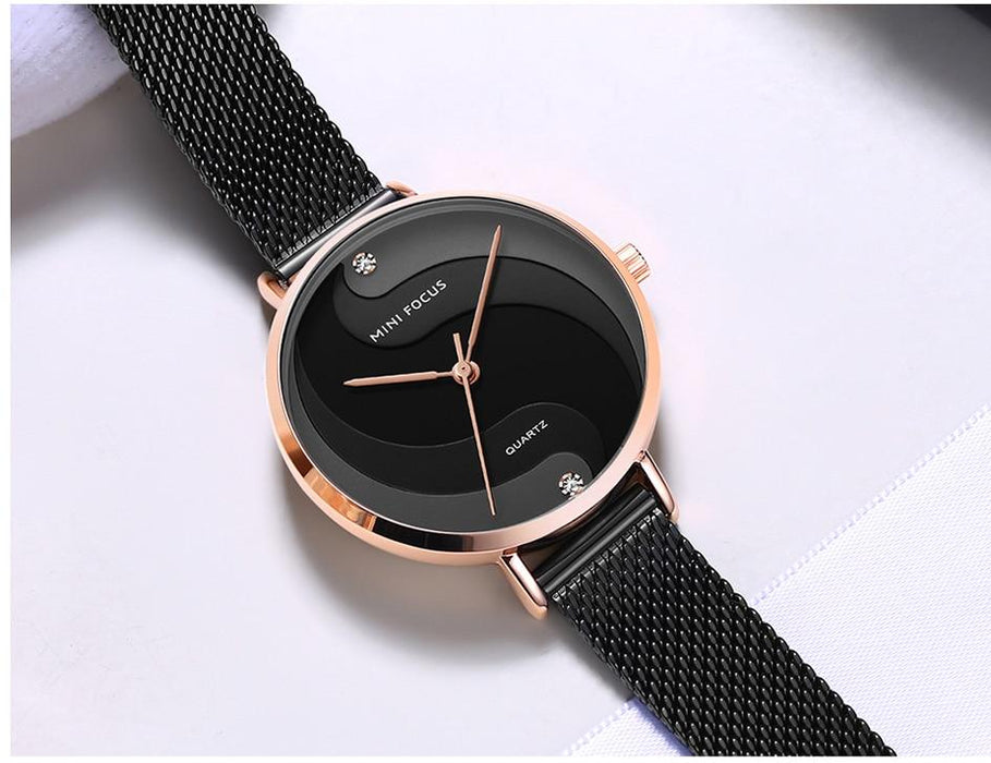 Ultra Thin Rose Gold Women Watches Fashion Analog Quartz Waterproof Wristwatches Elegant Round Design For Women