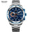 Luxury Men's Business Quartz Watches Blue Fashion Chronograph Elegant Stainless Steel Wristwatches For Man