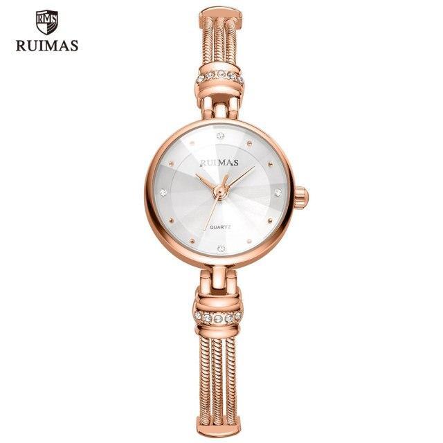 Small Fashion Round Womens Watch Quartz Luxury Rose Gold  Shine Color Waterproof WristWatch For Women