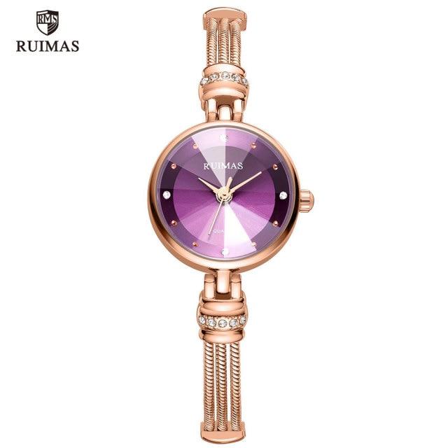 Small Fashion Round Womens Watch Quartz Luxury Rose Gold  Shine Color Waterproof WristWatch For Women