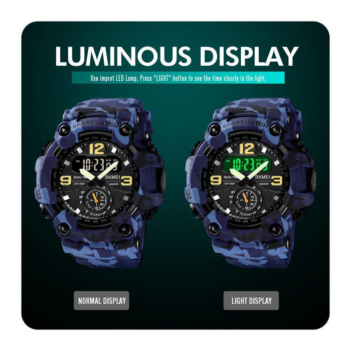 NEW Japan Movement 3 Time Dual Display Analog LED Electronic Quartz Wristwatch Military Men Sports Watches Relogio Masculino Military Watch Outdoor LED Stopwatch Digital Electronic Watches Large Dual Display Waterproof Tactical Army Watches for Men