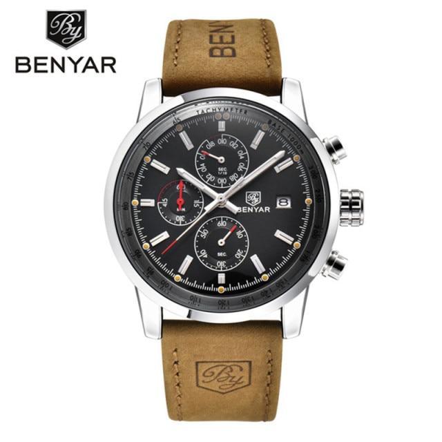 Multifunction Brown Luxury New Men's Watches Quartz Sport Chronograph Elegant Leather Bracelet Men Wrist Watch