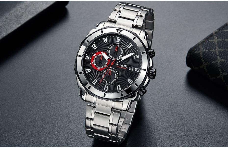 Luxury Men's Business Quartz Watches Blue Fashion Chronograph Elegant Stainless Steel Wristwatches For Man