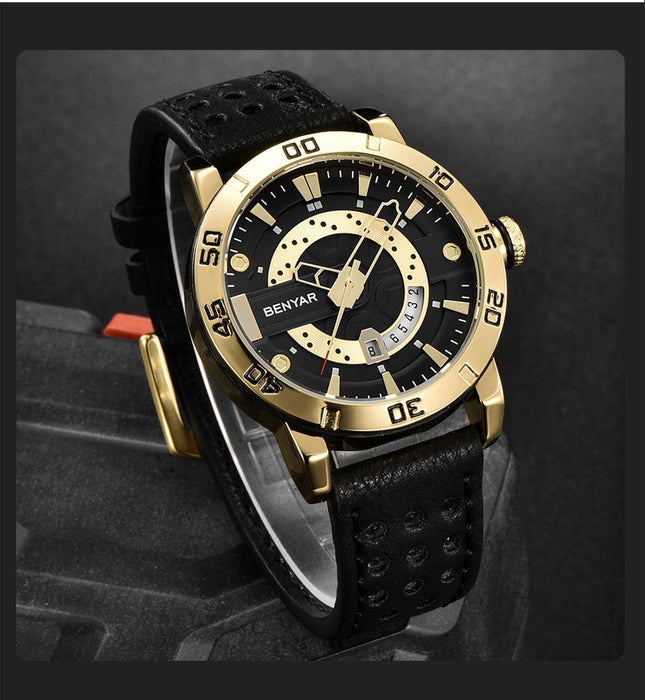 Luxury Men Fashion Watches Quartz Wrist Watches Military Casual Leather Strap Waterproof Elegant Watch