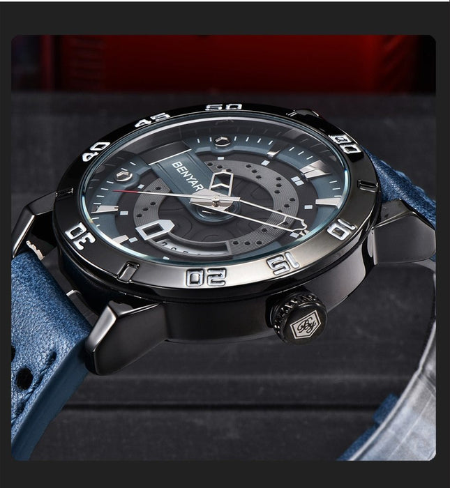 Luxury Men Fashion Watches Quartz Wrist Watches Military Casual Leather Strap Waterproof Elegant Watch