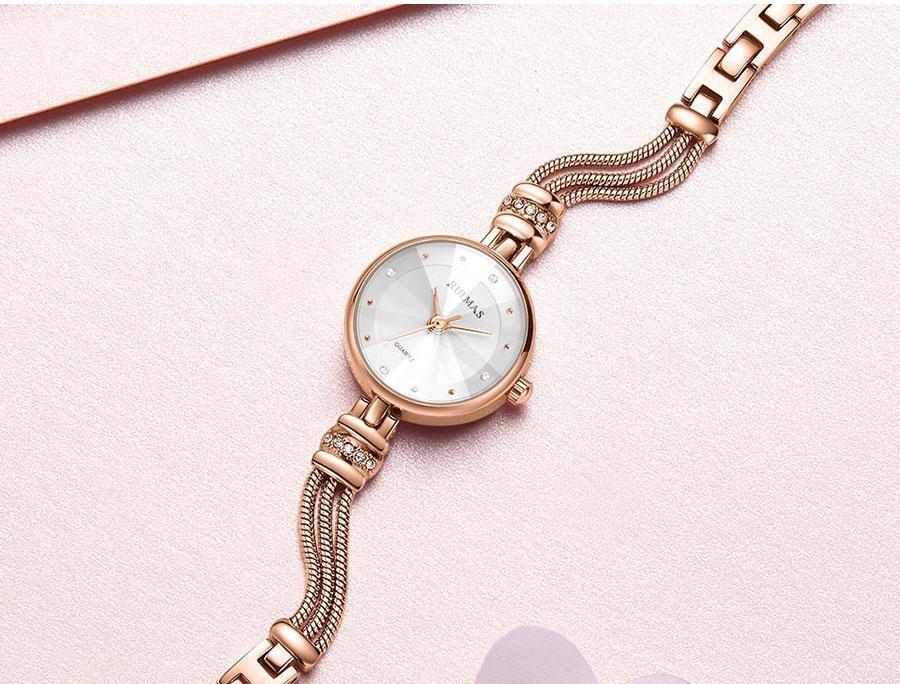 Small Fashion Round Womens Watch Quartz Luxury Rose Gold  Shine Color Waterproof WristWatch For Women