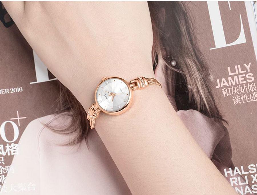 Small Fashion Round Womens Watch Quartz Luxury Rose Gold  Shine Color Waterproof WristWatch For Women