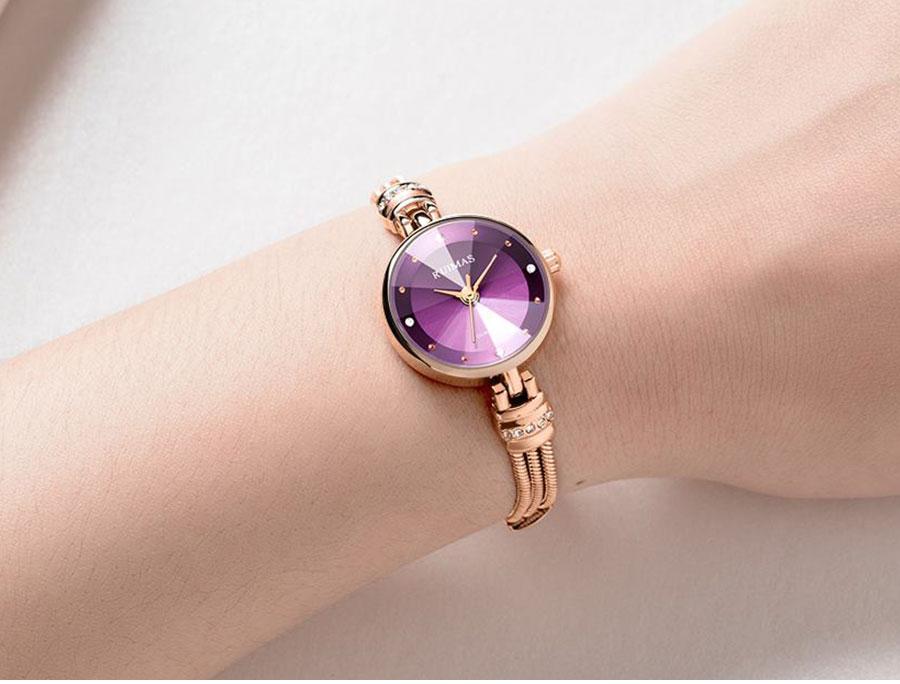 Small Fashion Round Womens Watch Quartz Luxury Rose Gold  Shine Color Waterproof WristWatch For Women