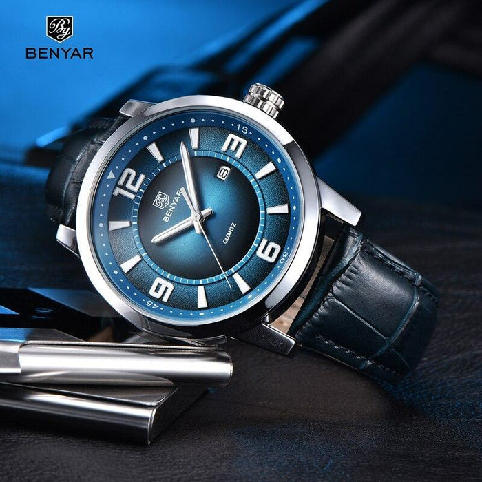 Sports Luxury Watches For Men Quartz Blue Watch Fashion Leather Strap Casual Mens Wrist Watch