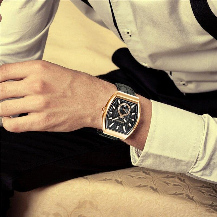 New Quartz Business Mens Luxury Watch Classic Retro Rectangle Analog Waterproof Fashion Leather Strap Wrist Watch