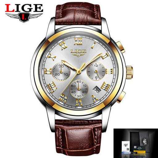 Men's Elegant Watch With Chronometers And Leather Belts  Business Style Perfect Gift Excellent Look