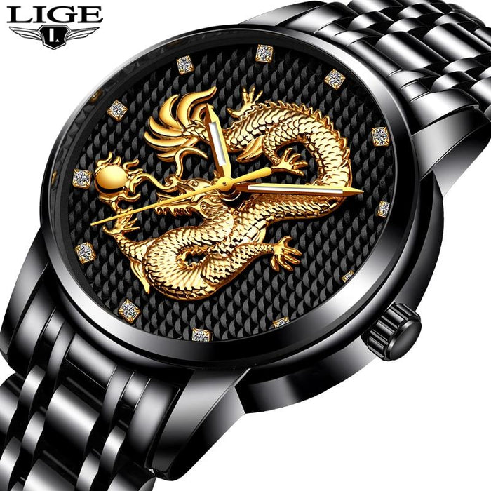 Men's Waterproof  Watch With 3D Dragon Design Excellent Look Perfect Gift For Your Man