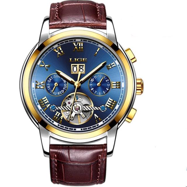 Business Men's Waterproof Watch With Chronometers Date Large Roman Numerals And Decorative Spiral