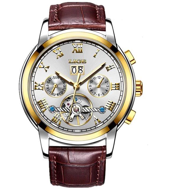 Business Men's Waterproof Watch With Chronometers Date Large Roman Numerals And Decorative Spiral